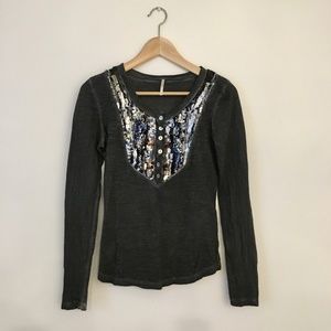 Free People embellished henley top